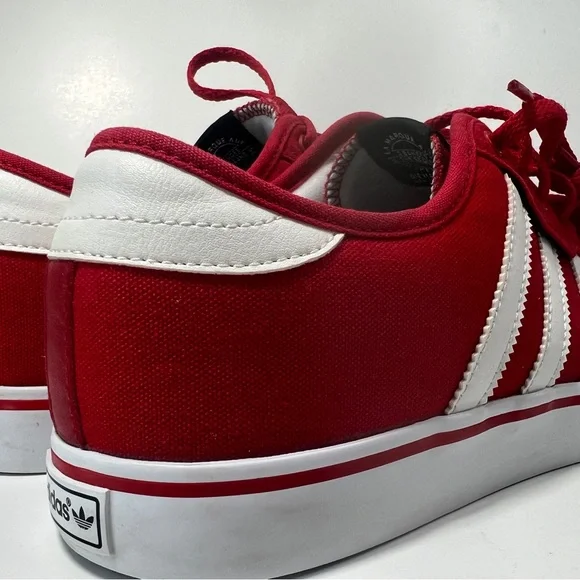 adidas Red Canvas Low-Profile Sneakers with White Stripes - Picture 10 of 13